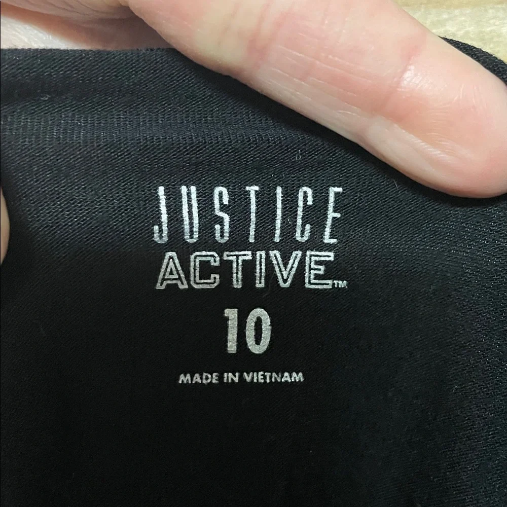 2/$30 Justice size 10 Black & Gray Sparkly Soft Short Sleeve Graphic Tee